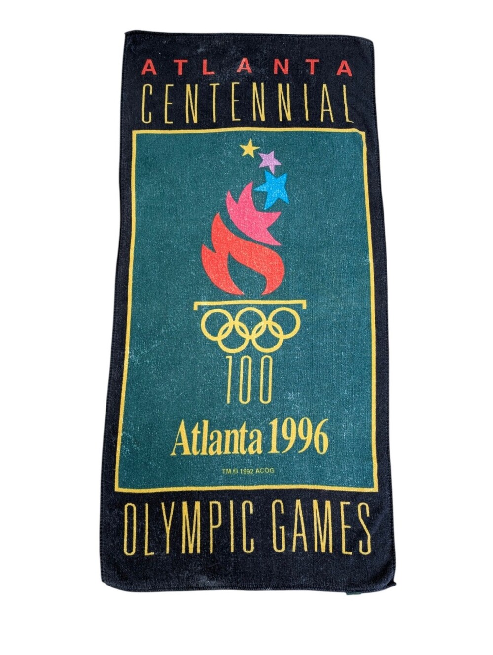 Vintage Cannon Atlanta 1996 Centennial Olympic Games Beach Towel - Black/Teal